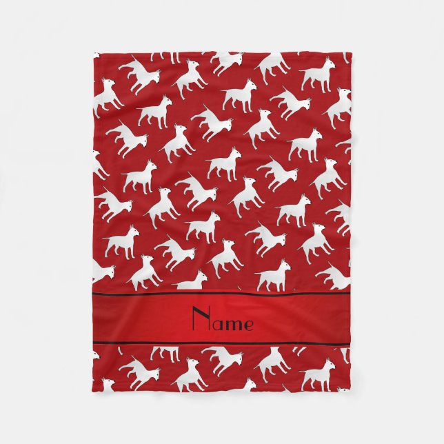 Personalised name red bull terrier dogs fleece blanket (Front)