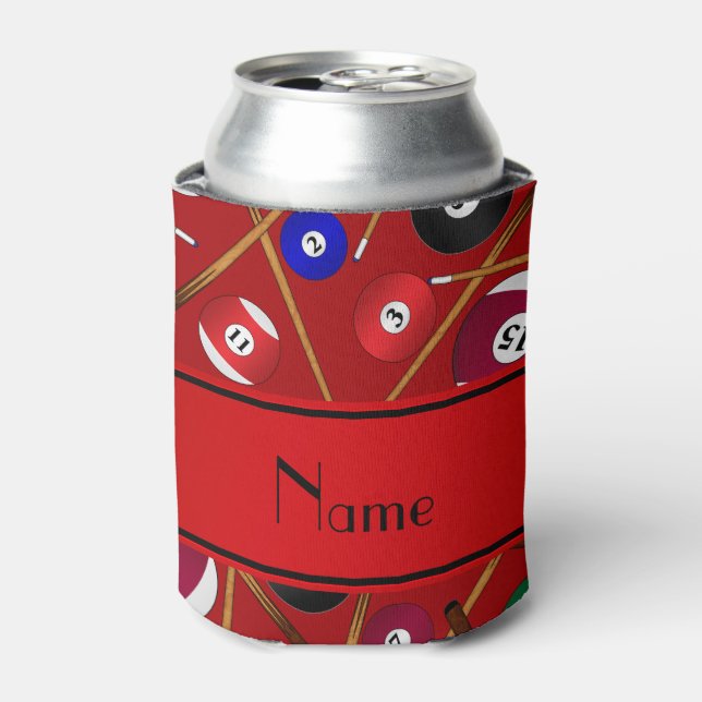 Personalised name red colourful pool pattern can cooler (Can Front)