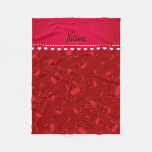 Personalised name red crab pattern fleece blanket