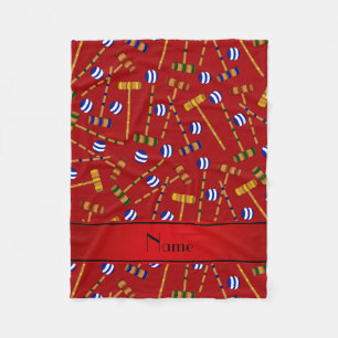 Personalised name red croquet pattern fleece blanket