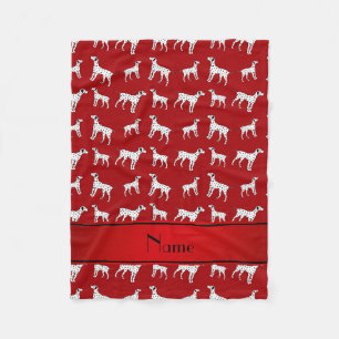 Personalised name red dalmatian dogs fleece blanket