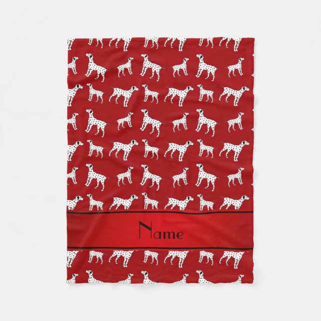 Personalised name red dalmatian dogs fleece blanket (Front)