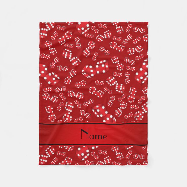Personalised name red dice pattern fleece blanket (Front)