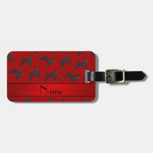 Personalised name red doberman pinschers luggage tag
