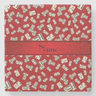Personalised name red dominos stone coaster