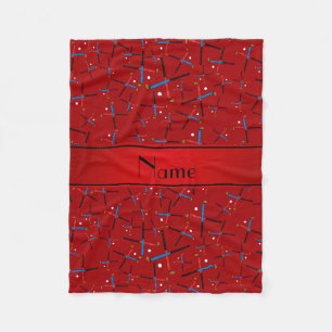 Personalised name red field hockey fleece blanket