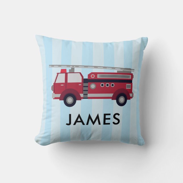 Personalised Name Red Fire truck Cushion (Front)