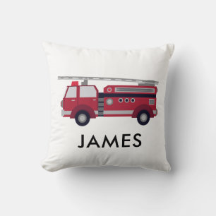 Personalised Name Red Fire truck Cushion