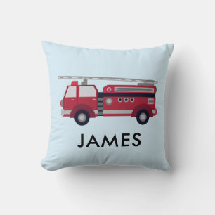 Personalised Name Red Fire truck Cushion