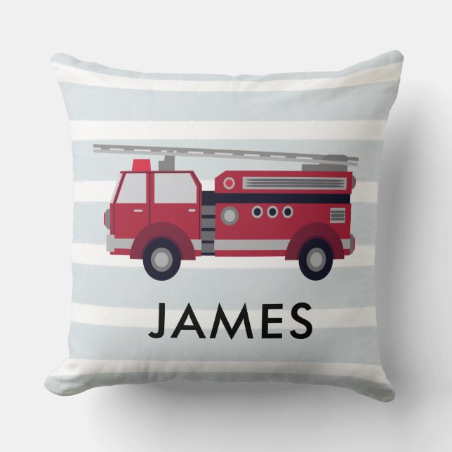 Personalised Name Red Fire truck Cushion (Front)