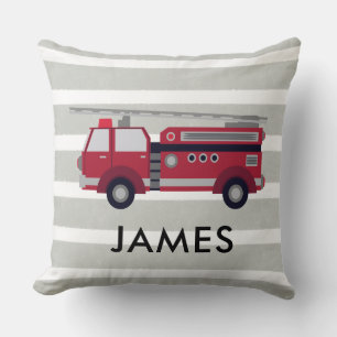 Personalised Name Red Fire truck Cushion