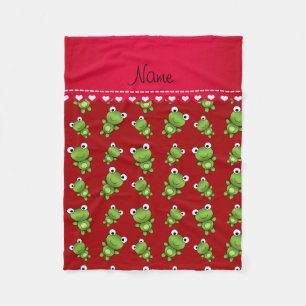 Personalised name red frogs fleece blanket