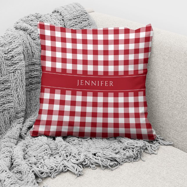Personalised Name Red Gingham Cushion (Creator Uploaded)