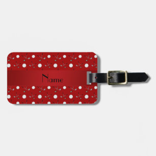 Personalised name red golf balls luggage tag