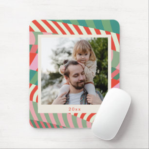 Personalised Name Red Green Pink Christmas Photo  Mouse Mat