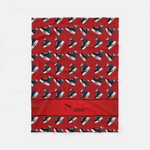 Personalised name red hockey skates fleece blanket