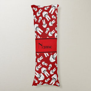Personalised name red karate pattern body cushion