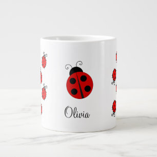 Personalised Name Red LadyBug Large Coffee Mug