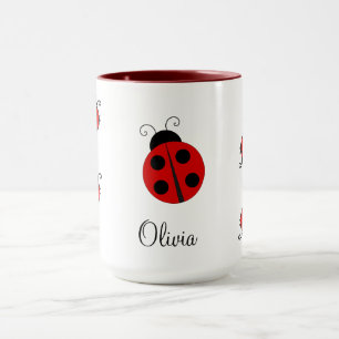 Personalised Name Red LadyBug Mug