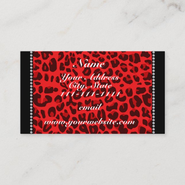 Personalised name red leopard pattern business card (Front)