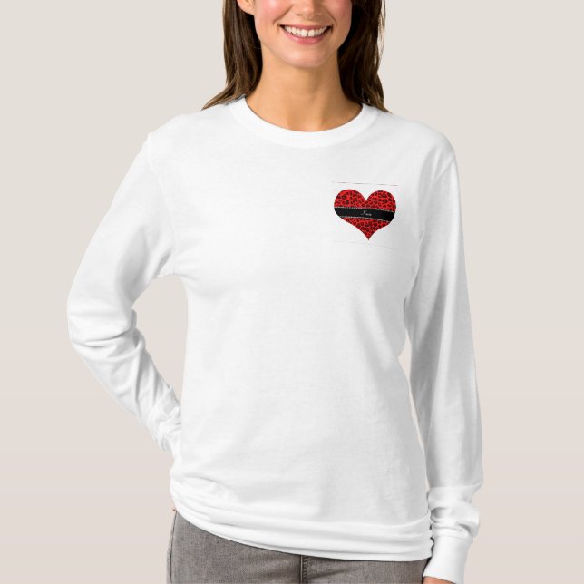 Personalised name red leopard pattern T-Shirt (Front)