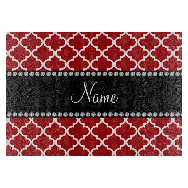 Personalised name Red moroccan Cutting Board (Front)