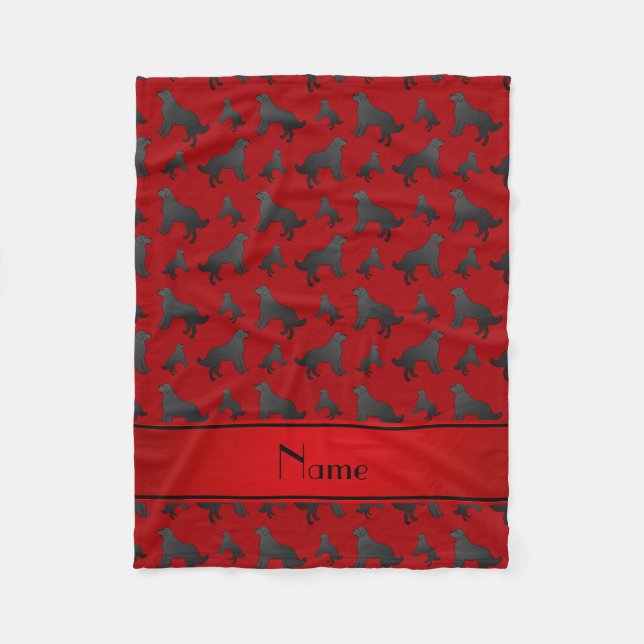 Personalised name red Newfoundland dogs Fleece Blanket (Front)