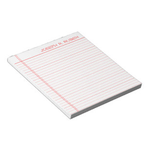 Personalised Name Red Notebook Paper Notepad