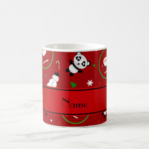 Personalised name red panda santas christmas coffee mug