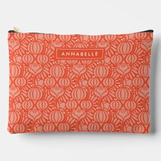 Personalised Name Red/Pink Floral Damask Pattern