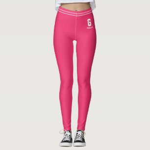 Personalised Name Red Pink White Striped Monogram Leggings