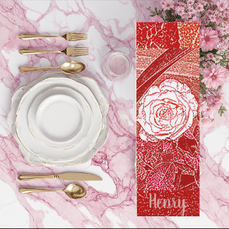 Personalised Name Red Rose Floral Watercolor Art Yoga Mat