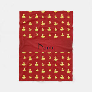 Personalised name red rubber duck pattern fleece blanket