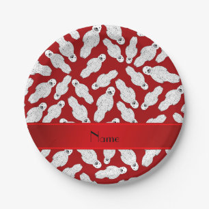 Personalised name red spotted seal paper plate