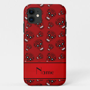 Personalised name red sugar skulls iPhone 11 case