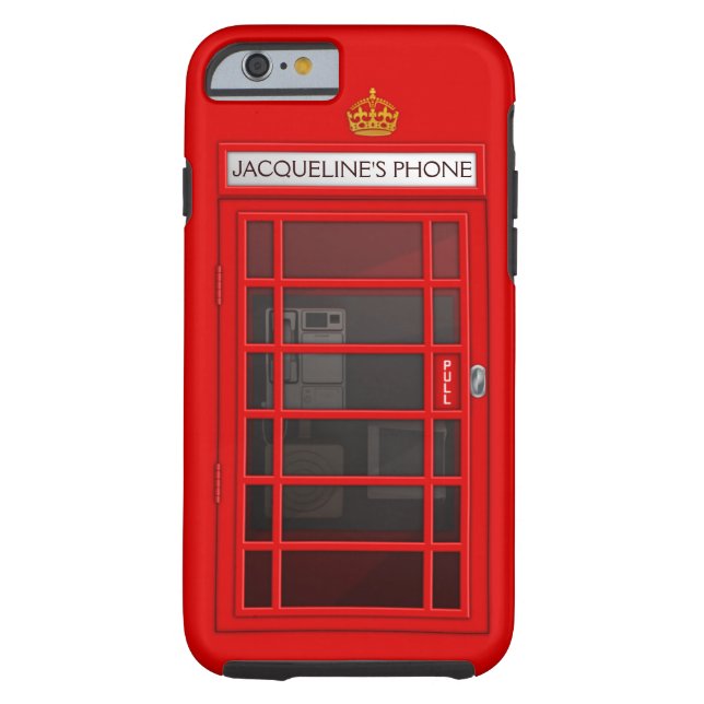 Personalised Name Red Telephone Box iPhone 6 case (Back)