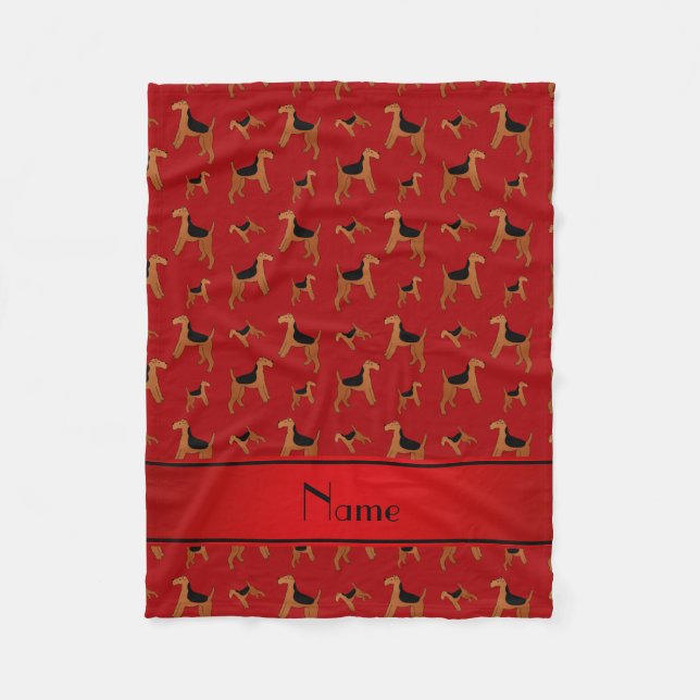 Personalised name red Welsh Terrier dogs Fleece Blanket (Front)