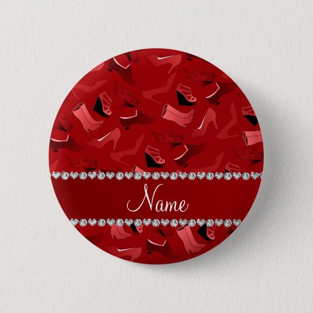 Personalised name red women's shoes pattern 6 cm round badge (Front)