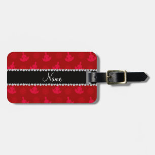 Personalised name red yoga pattern luggage tag