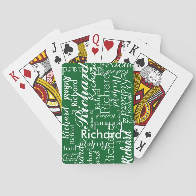 Personalised Name Repeated on Green Playing Cards (Back)