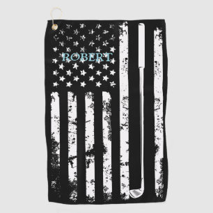 Personalised Name Retro American Flag Golf Gift Towel