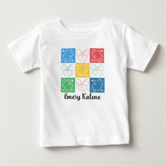 Personalised Name Retro Chequered Autism Awareness Baby T-Shirt