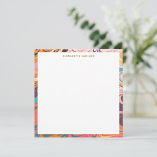 Personalised Name Retro Marble Swirl Stationery Card
