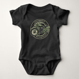 Personalised NAME Retro Military Motorcycle Biker Baby Bodysuit