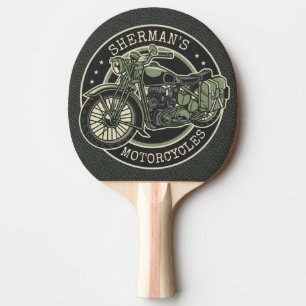Personalised NAME Retro Military Motorcycle Biker Ping Pong Paddle