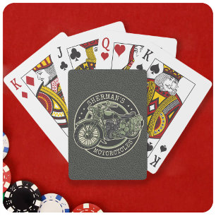 Personalised NAME Retro Military Motorcycle Biker Playing Cards