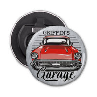 Personalised NAME Retro Red Classic Car Garage
