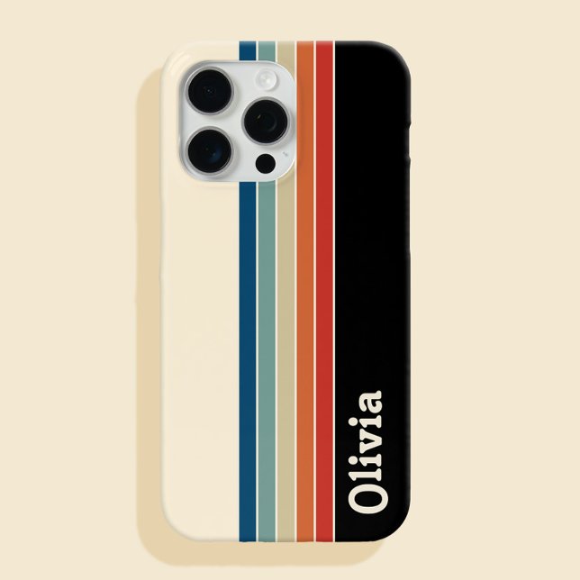 Personalised Name Retro Stripes  Case-Mate iPhone Case (Creator Uploaded)