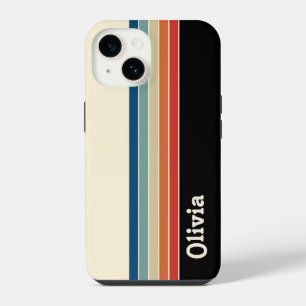Personalised Name Retro Stripes iPhone 14 Case