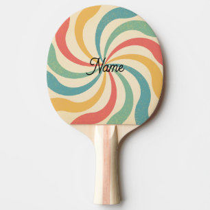 Personalised Name Retro Stripes Typography Ping Pong Paddle